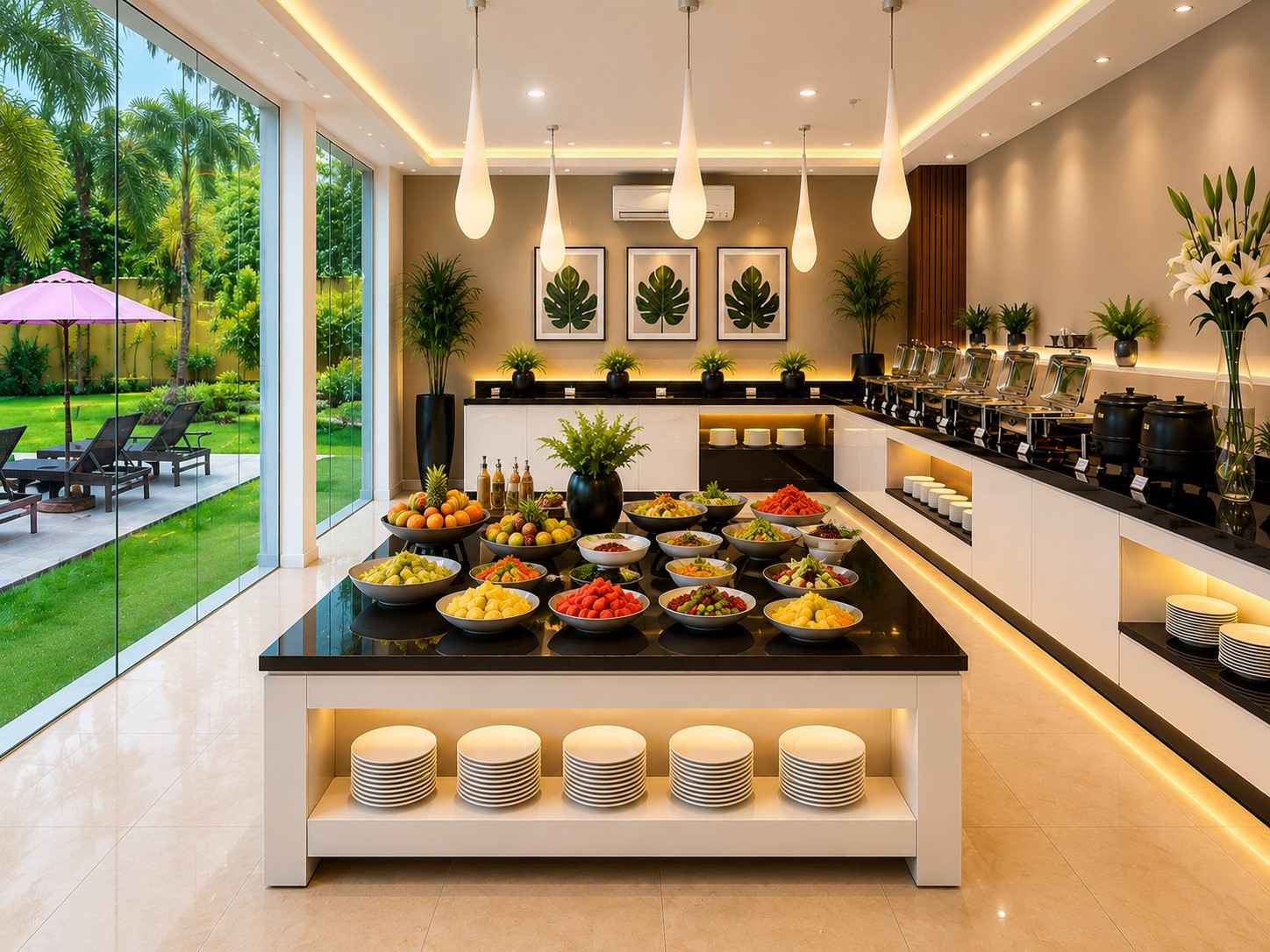 Open Pool View Dining Room